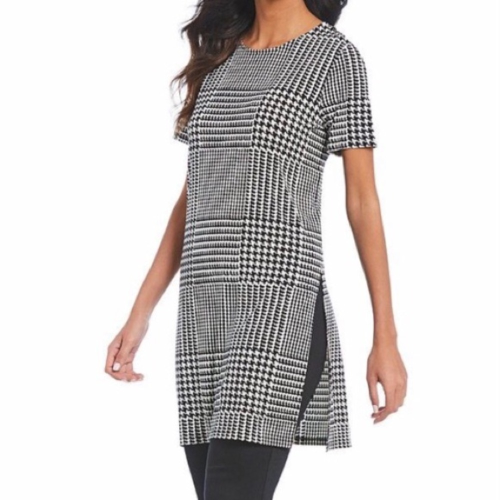 Calvin Klein | Houndstooth Plaid Tunic Top